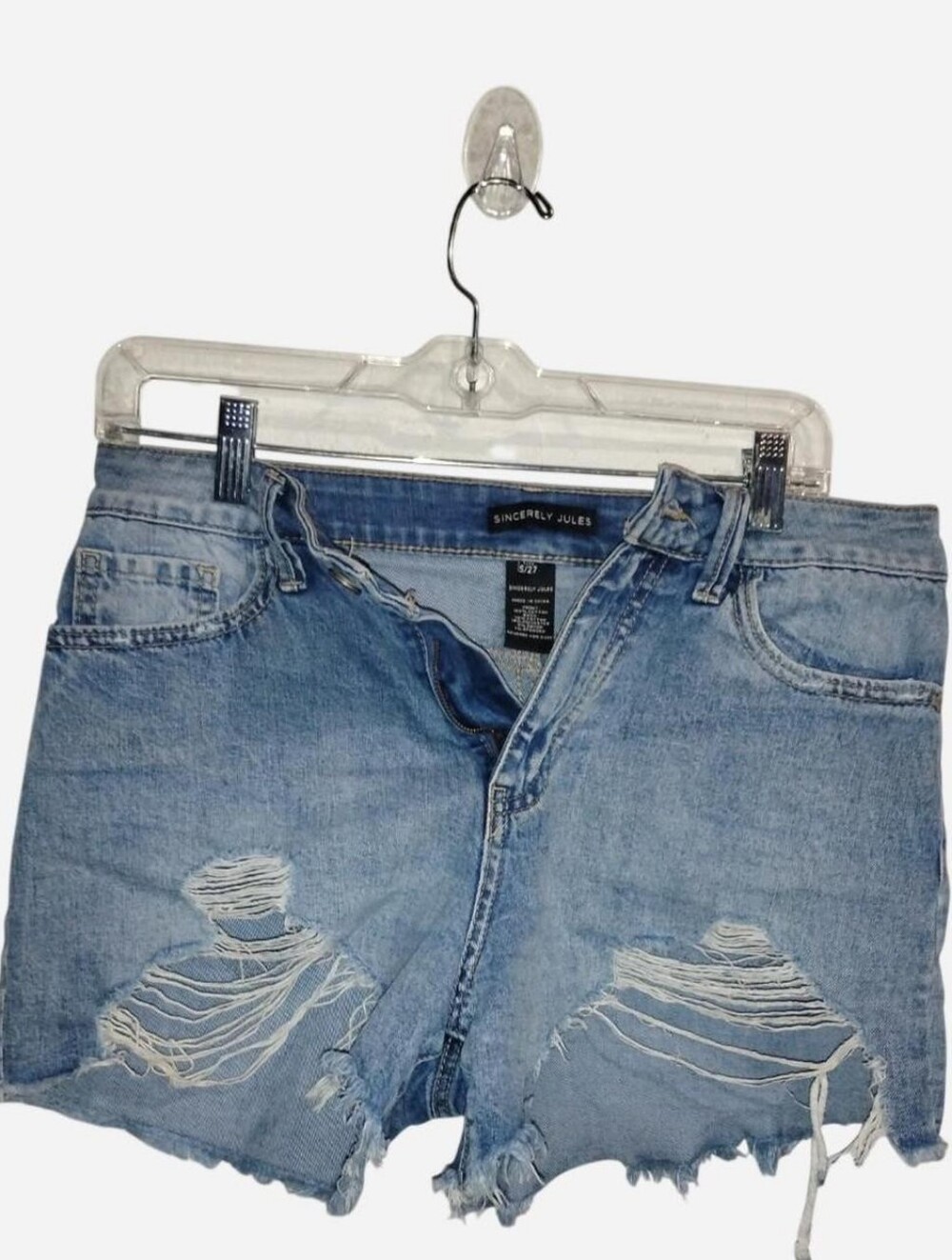 Sincerely Jules High-Waisted Distressed Denim Shorts - Size 5/27